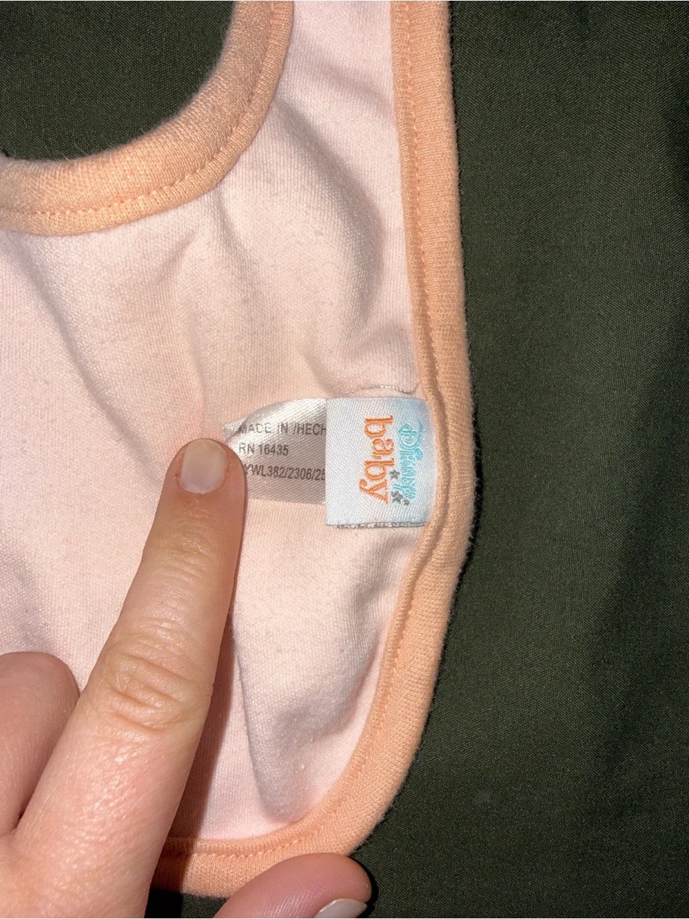 Disney Pink Winnie the Pooh Baby Bib with Peach Trim
